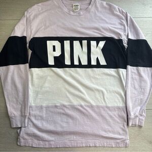 PINK Victoria's Secret Lavender and Black Long Sleeve Tee